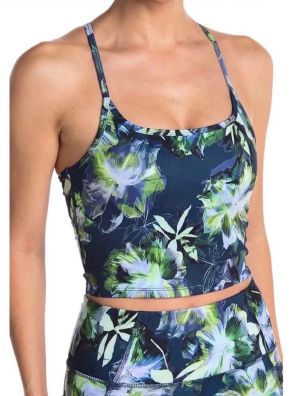 GOTTEX FLORAL PRINT CROPPED CAMI TANK TOP